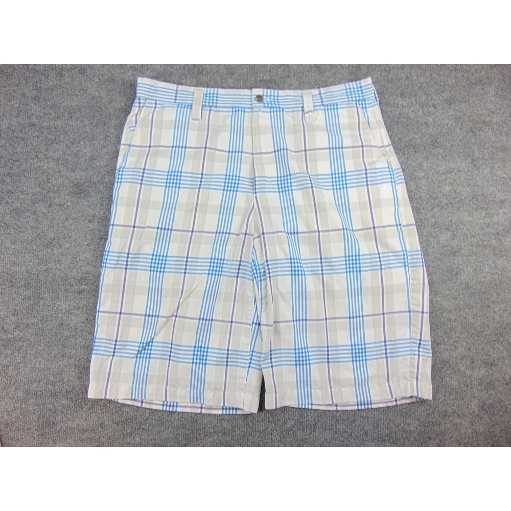 Alab Shorts Mens 36 Plaid White Blue Purple Checkered‎ Golf Preppy Casual Summer